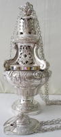 French Antique Baroque Solid Silver Thurible and Boat
